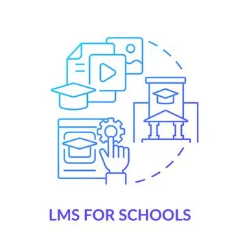 Learning management system for school blue gradient concept icon Stock Illustration