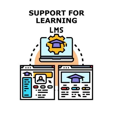Learning management system supporting online education and distant studying Stock Illustration