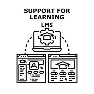 Learning management system supporting online education and distant studying Stock Illustration
