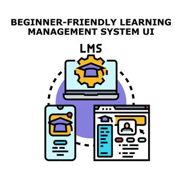 Learning management system ui using digital platform Stock Illustration