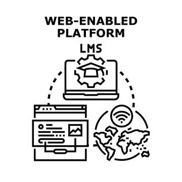 Learning management system web enabled platform concept Stock Illustration