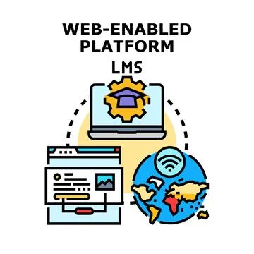 Learning management system web enabled platform concept Stock Illustration
