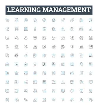 Learning management vector line icons set. Education, Training, Courseware, E Illustrazione stock