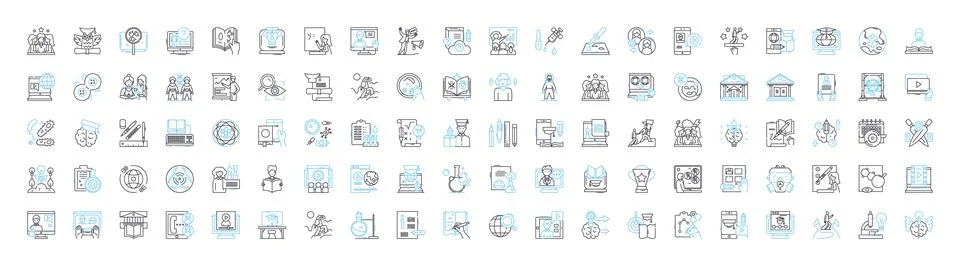 Learning management vector line icons set. Education, Training, Courseware, E イラスト素材