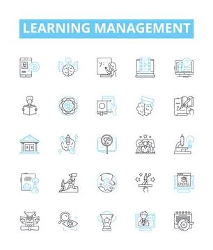 Learning management vector line icons set. Education, Training, Courseware, E Illustrazione stock
