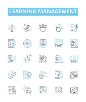 Learning management vector line icons set. Education, Training, Courseware, E Illustrazione stock