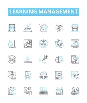 Learning management vector line icons set. Education, Training, Courseware, E Illustrazione stock