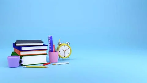 Learning materials for education 3D render illustration Stock Illustration