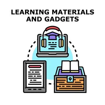 Learning materials gadgets for education and knowledge Stock Illustration