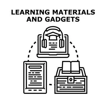 Learning materials gadgets for education and knowledge Stock Illustration