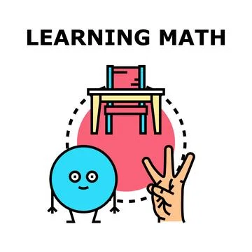 Learning math concept with student desk and numbers Иллюстрация