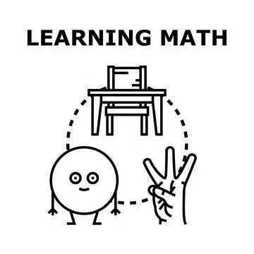 Learning math concept with student desk and numbers Stock Illustration