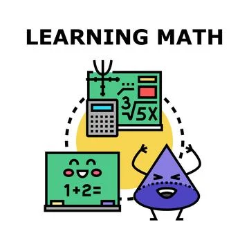 Learning math education concept vector colored illustration Stock Illustration