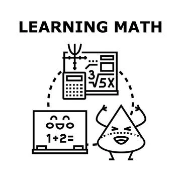 Learning math education concept vector colored illustration Stock Illustration