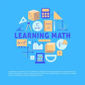 Learning math poster with place for text Illustrazione stock