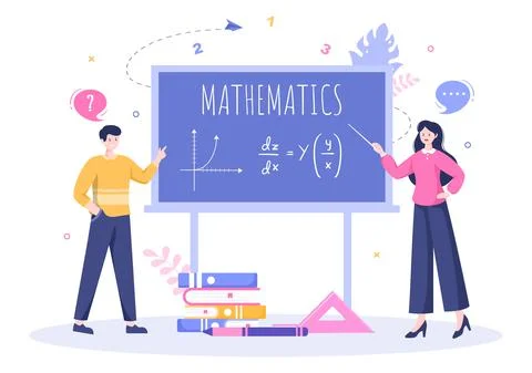 Learning Mathematics of Education and Knowledge Background Cartoon Vector Ill イラスト素材
