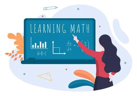 Learning Mathematics of Education and Knowledge Background Cartoon Vector Ill イラスト素材