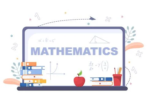 Learning Mathematics of Education and Knowledge Background Cartoon Vector Ill Illustrazione stock
