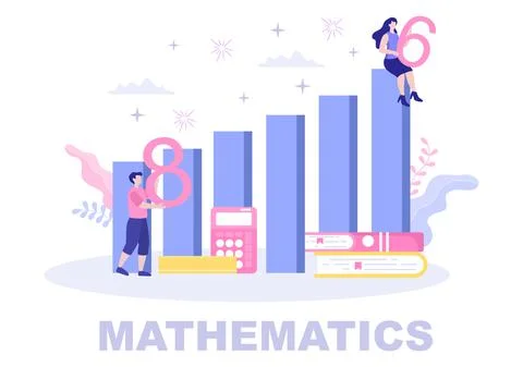 Learning Mathematics of Education and Knowledge Background Cartoon Vector Ill Stock Illustration