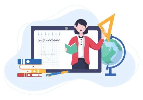 Learning Mathematics of Education and Knowledge Background Cartoon Vector Ill イラスト素材