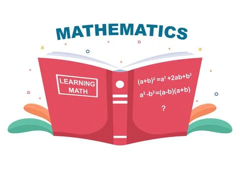 Learning Mathematics of Education and Knowledge Background Cartoon Vector Ill Illustrazione stock