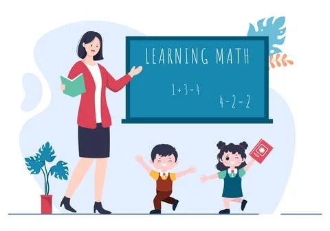 Learning Mathematics of Education and Knowledge Background Cartoon Vector Ill Stock Illustration