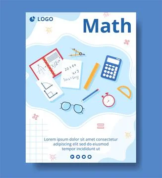 Learning Mathematics Education and Knowledge Poster Template Flat Illustratio Stock Illustration