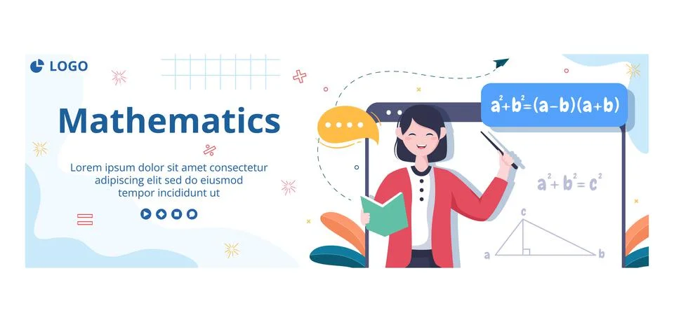 Learning Mathematics Education and Knowledge Cover Template Flat Illustration Stock Illustration