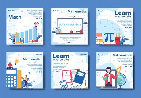 Learning Mathematics Education and Knowledge Post Template Flat Illustration  Stock Illustration