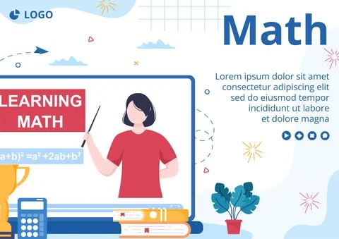 Learning Mathematics Education and Knowledge Brochure Template Flat Illustrat Stock Illustration