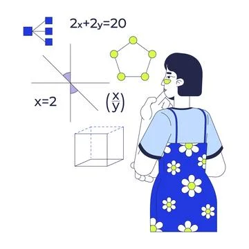 Learning mathematics for programming 2D illustration concept Stock Illustration