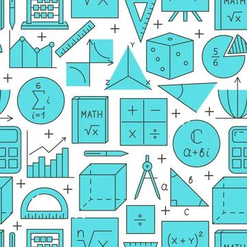 Learning maths seamless pattern in line style Stock Illustration