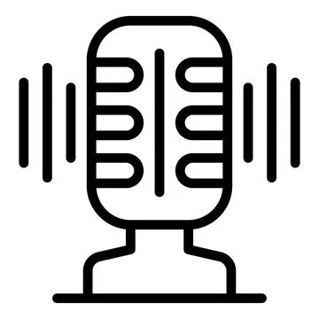 Learning microphone icon outline vector. Child education Illustrazione stock