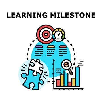Learning milestone achieving goal progressing business development Stock Illustration