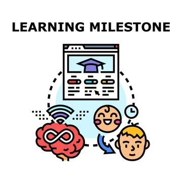Learning milestone concept with progressive development stages Stock Illustration