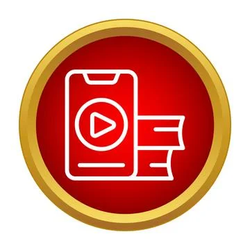 Learning with mobile device showing online education video Stock Illustration
