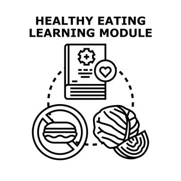 Learning module illustration for healthy eating Stock Illustration