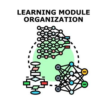 Learning module organization vector concept drawing scheme Illustrazione stock