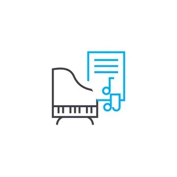 Learning music linear icon concept. Learning music line vector sign, symbol Illustrazione stock