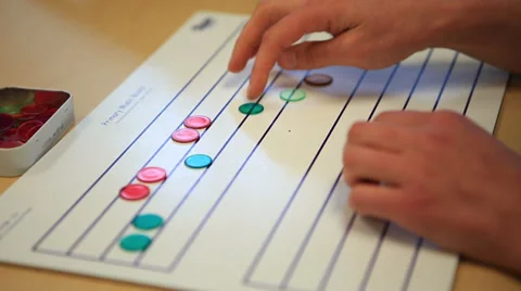 Learning music notes over projector - 2 clips Stock Footage 37619261