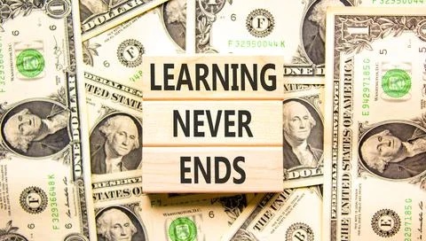 Learning never ends symbol. Concept words Learning never ends on beautiful .. Stockfoto's