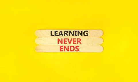 Learning never ends words symbol. Concept words Learning never ends on beauti Stock Photos