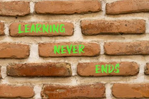 Learning never ends words symbol. Concept words Learning never ends on beau.. Stock Photos