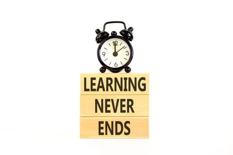 Learning never ends words symbol. Concept words Learning never ends on beau.. Stock Photos