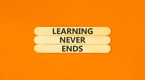 Learning never ends words symbol. Concept words Learning never ends on beau.. Stock Photos