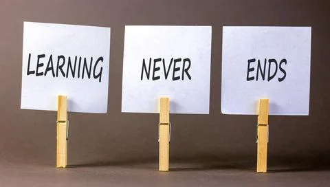 Learning never ends words symbol. Concept words Learning never ends on beau.. Stock Photos
