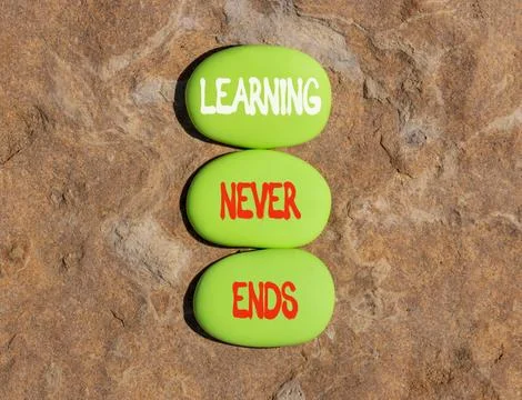 Learning never ends words symbol. Concept words Learning never ends on beau.. Stock Photos