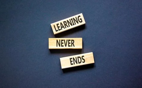 Learning never ends words symbol. Concept words Learning never ends on beau.. Stock Photos