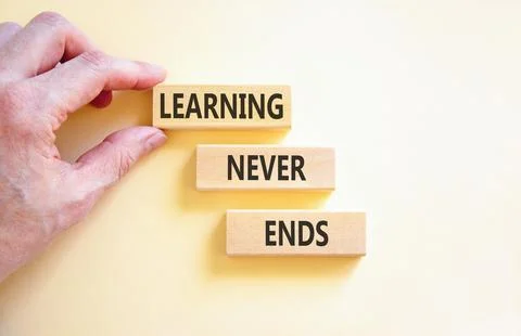 Learning never ends words symbol. Concept words Learning never ends on beau.. Stock Photos