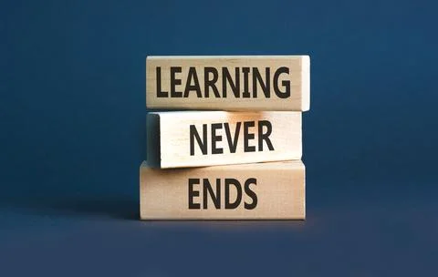 Learning never ends words symbol. Concept words Learning never ends on beau.. Stock Photos